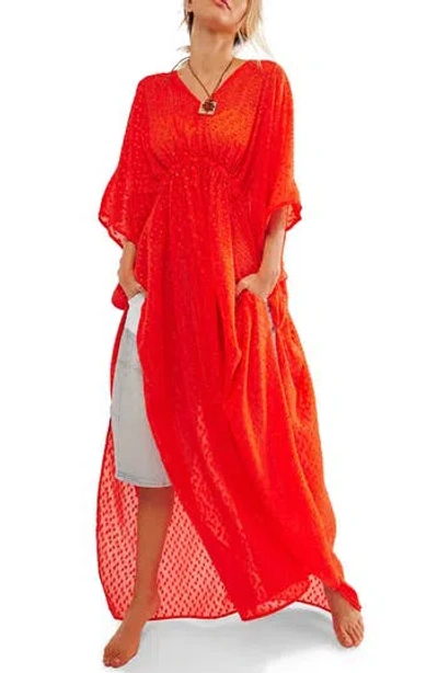 Saachi Clip Dot Caftan In Red