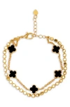 Saachi Clover Charm Bracelet In Gold