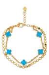 Saachi Clover Charm Bracelet In Gold