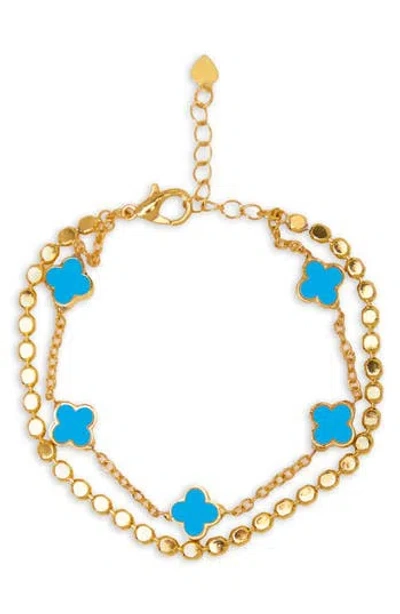 Saachi Clover Charm Bracelet In Gold