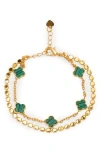 Saachi Clover Charm Bracelet In Gold