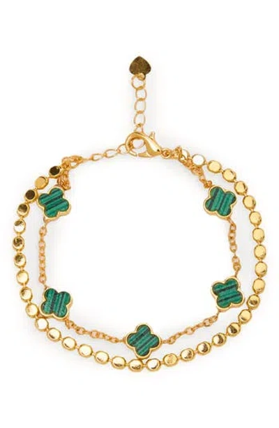 Saachi Clover Charm Bracelet In Gold