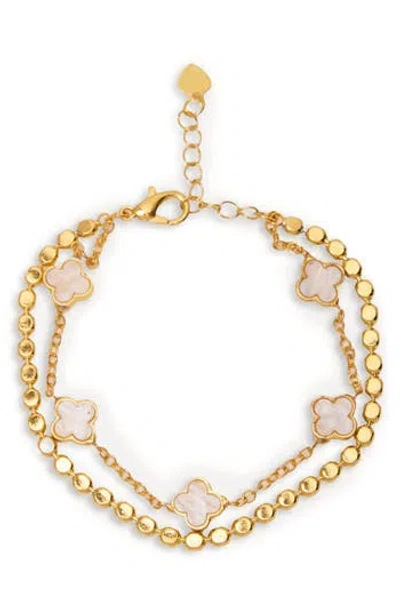 Saachi Clover Charm Bracelet In Gold