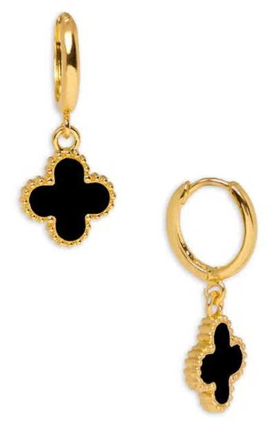 Saachi Clover Charm Huggie Earrings In Gold