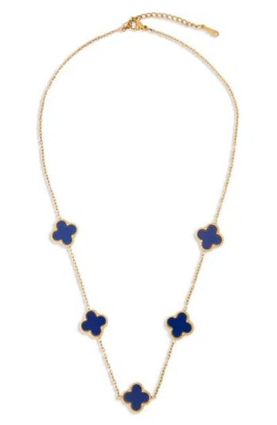 Saachi Clover Charm Necklace In Blue
