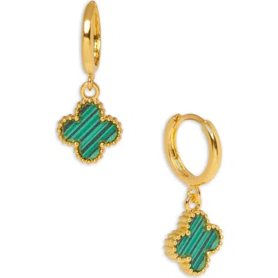 Saachi Clover Charm Stud Earrings In Green