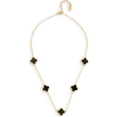 Saachi Clover Station Charm Necklace In Black