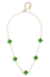 Saachi Clover Station Charm Necklace In Green