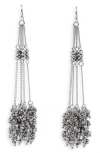 Saachi Silver Cluster Drop Chain Earrings In Silver