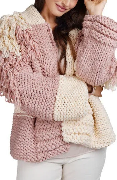 Saachi Colorblock Chunky Knit Cardigan In Multi