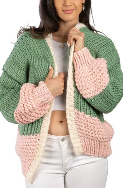 Saachi Knit Oversized Jacket In Green