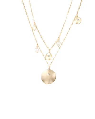 Saachi Copper 2-5mm Pearl Layered Necklace In Gold