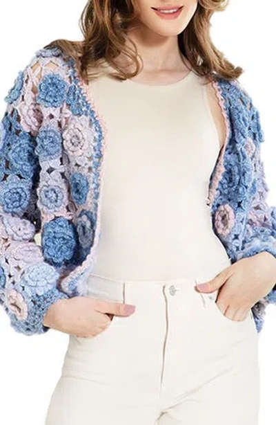 Saachi Crochet Blossom Cardigan In Lavender