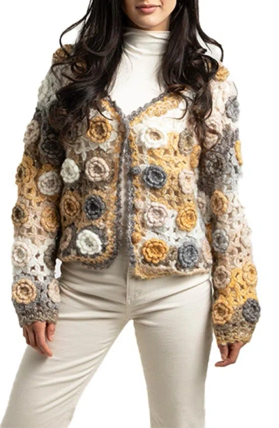 Saachi Crochet Blossom Cardigan In Multi