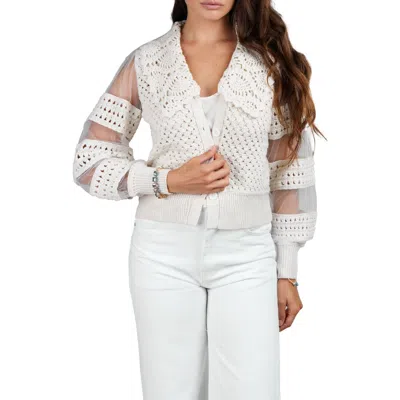 Saachi Crochet Cardigan In Ivory