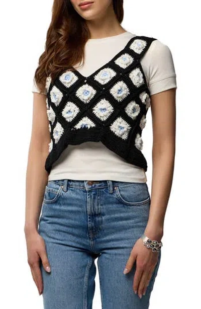 Saachi Crochet Sweater Vest In Multi