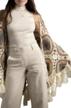 Saachi Crochet Tassel Sunshine Shawl In Ivory Multi