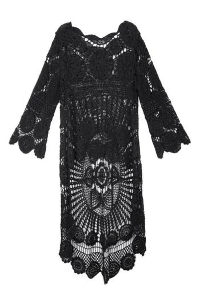 Saachi Crocheted High-low Cover-up In Black