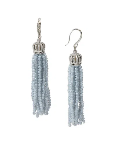 Saachi Crown Tassel Drop Earrings In Blue