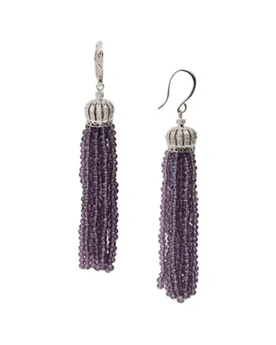 Saachi Crown Tassel Drop Earrings In Purple