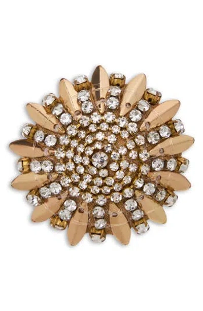 Saachi Crystal Bloom Brooch In Gold