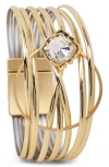 Saachi Crystal Embellished Mulitband Bracelet In Gold