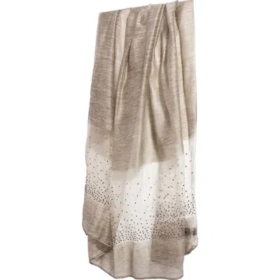 Saachi Crystal Embellished Silk & Wool Scarf In Beige