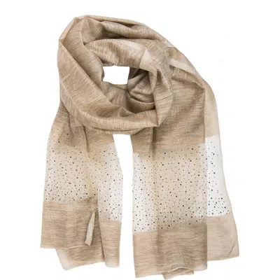 SAACHI SAACHI CRYSTAL EMBELLISHED SILK & WOOL SCARF