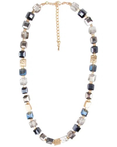 Saachi Crystal Faceted Bead And Stone Necklace In Black