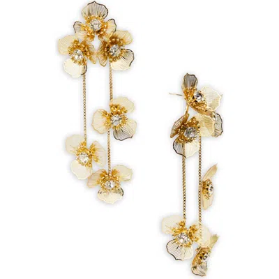 Saachi Crystal Flower Charm Drop Earrings In Gold