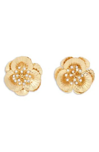 Saachi Crystal Flower Earrings In Gold