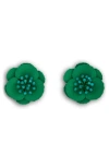 Saachi Crystal Flower Earrings In Green