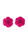 Saachi Statement Flower Crystal Stud Earrings In Pink