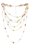Saachi Crystal Glass Multi Layer Necklace
