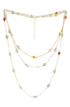 Saachi Crystal Glass Three-layer Necklace In Multi
