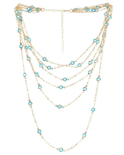 Saachi Crystal Glass Multi Layer Necklace In Blue