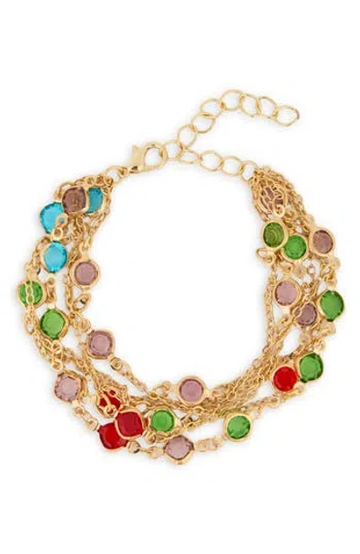 Saachi Crystal Layered Chain Bracelet In Gold