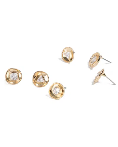 Saachi Cz Small Charm Studs In Gold