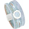 Saachi Denim Medallion Bracelet In Light Blue