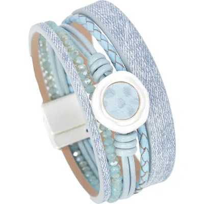 Saachi Denim Medallion Bracelet In Blue