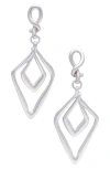 Saachi Double Diamond Drop Earrings In Silver