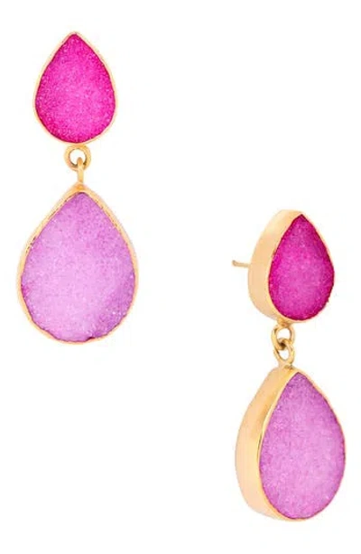 Saachi Double Druzy Drop Earrings