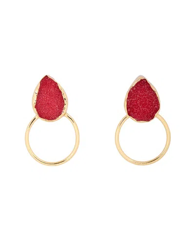 Saachi Druzy Adorned Hoop Earrings 613458 In Gold