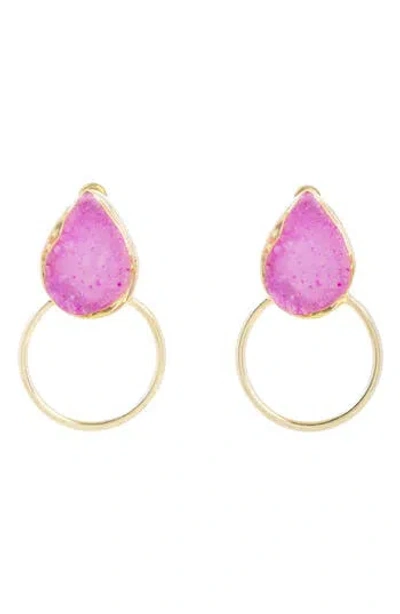 Saachi Druzy Adorned Hoop Earrings 613460 In Gold