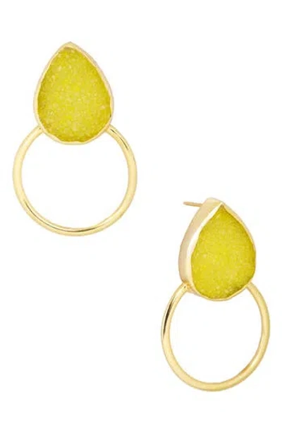 Saachi Druzy Bezel Frontal Hoop Earrings