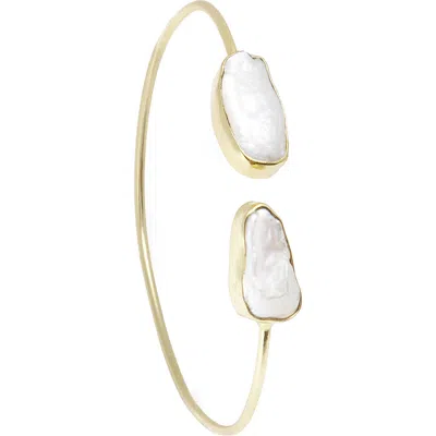 Saachi Dual Pearl Cuff Bracelet In Gold