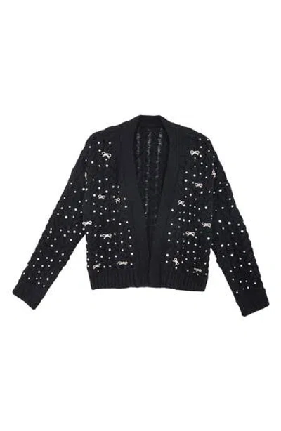 Saachi Embellished Cable Stitch Cardigan In Black