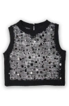 Saachi Embellished Cropped Openwork Sweater Vest In Black