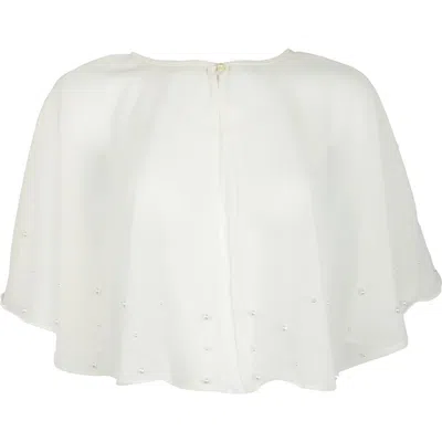 Saachi Embellished Georgette Capelet In White