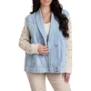 Saachi Embellished Knit Sleeve Denim Jacket In Blue